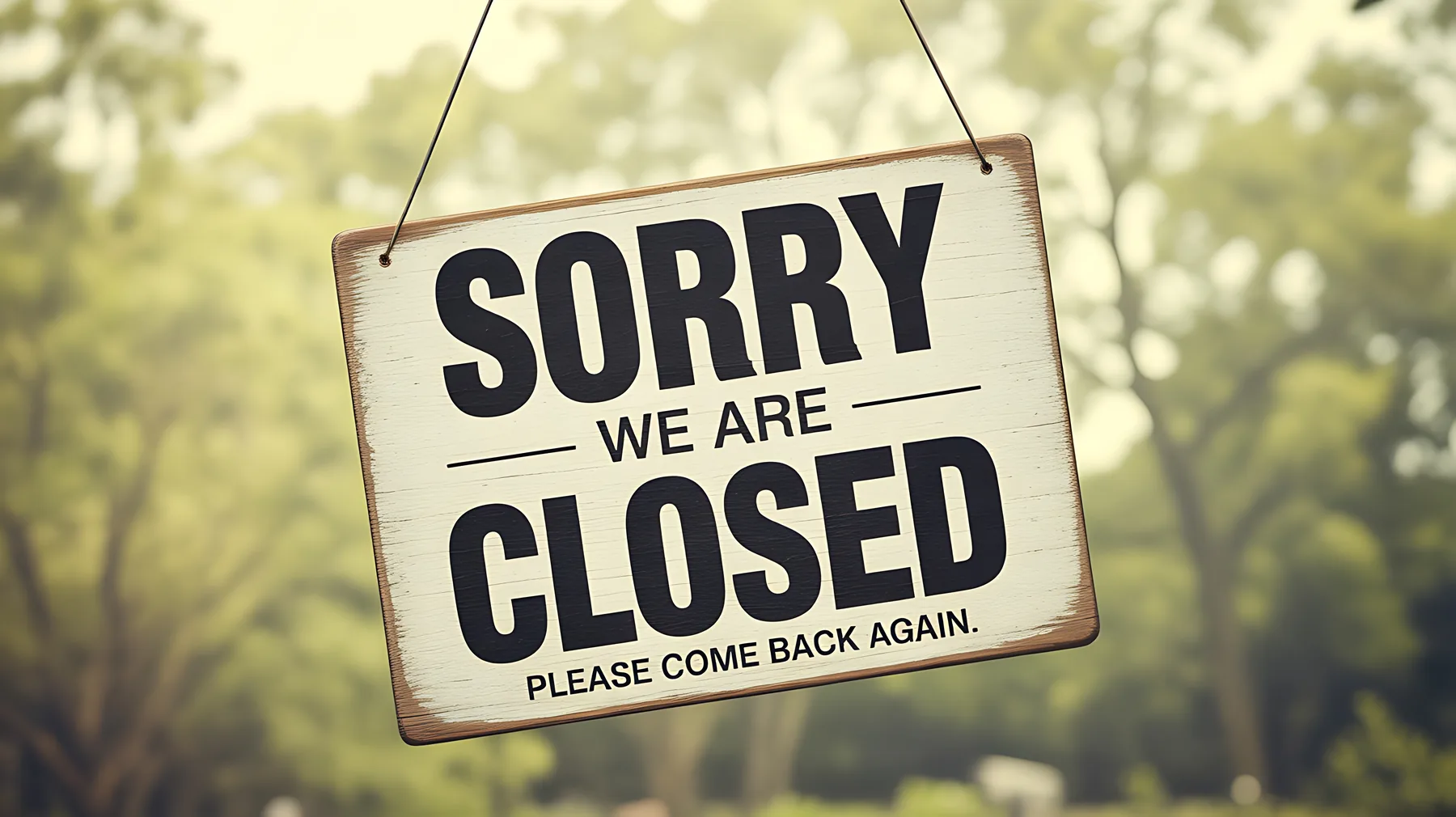 A "Sorry, we are closed" sign